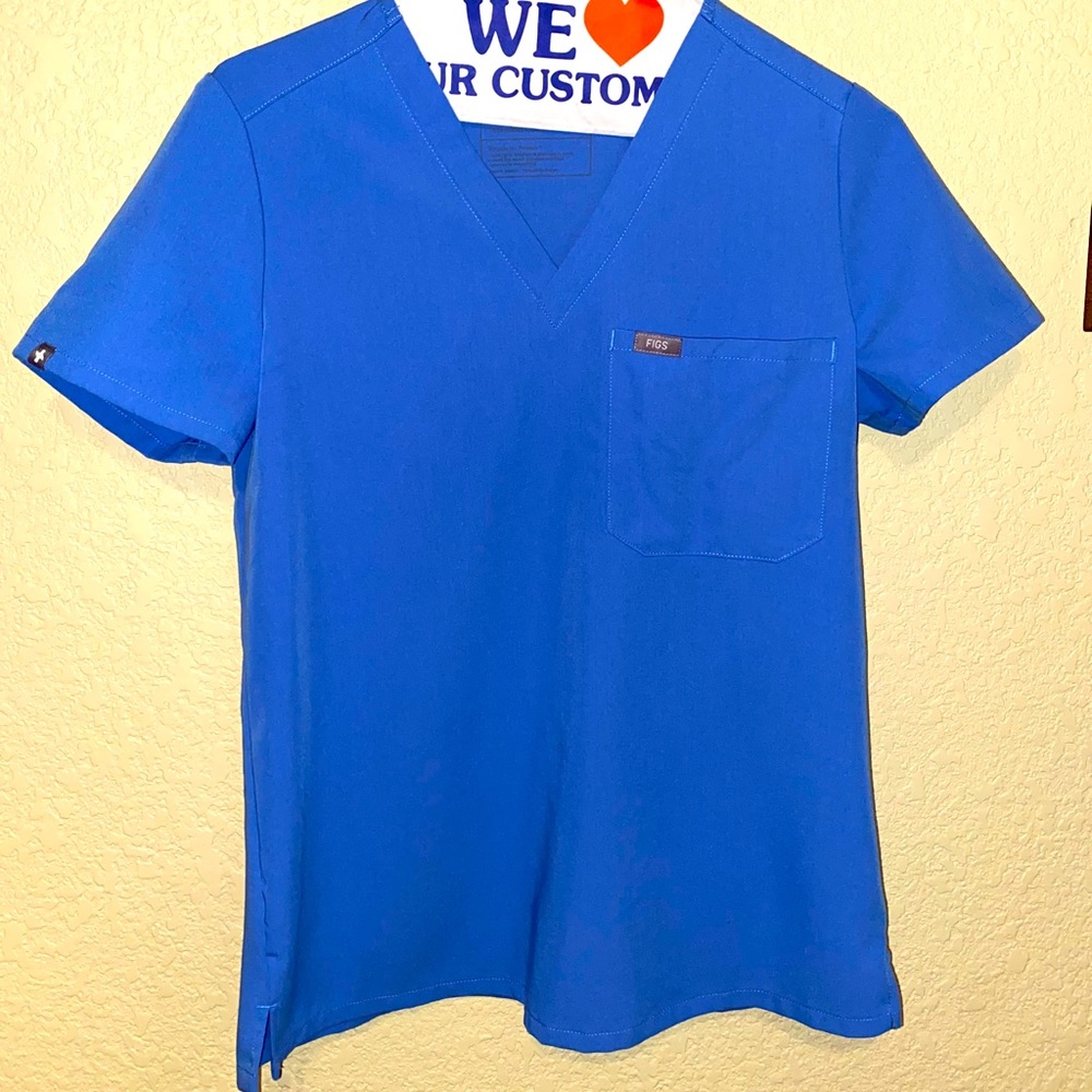 COPY - CATARINA One Pocket Scrub Top - Ceil Blue color